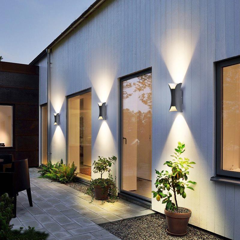 Up Down Outdoor Wall Light, Modern Curved LED Wall Sconce, 3000K Warm White, IP54