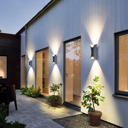 Up Down Outdoor Wall Light, Modern Curved LED Wall Sconce, 3000K Warm White, IP54