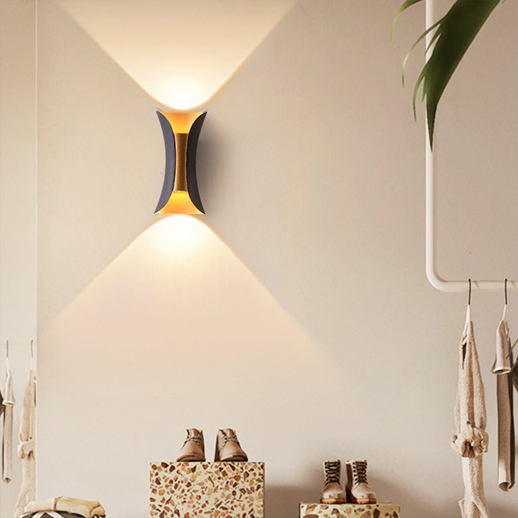 Up Down Outdoor Wall Light, Modern Curved LED Wall Sconce, 3000K Warm White, IP54
