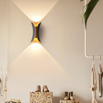 Up Down Outdoor Wall Light, Modern Curved LED Wall Sconce, 3000K Warm White, IP54