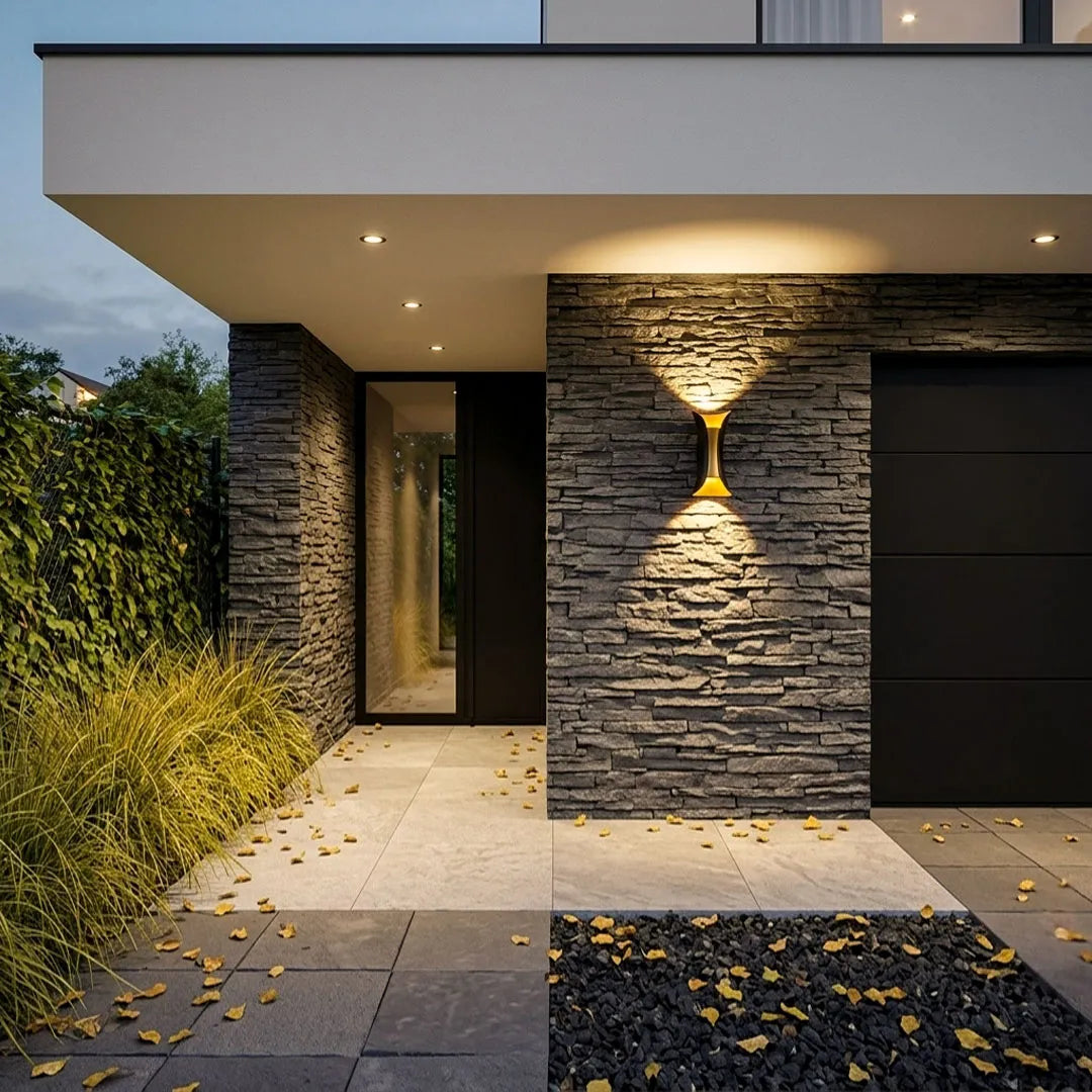 Up Down Outdoor Wall Light, Modern Curved LED Wall Sconce, 3000K Warm White, IP54